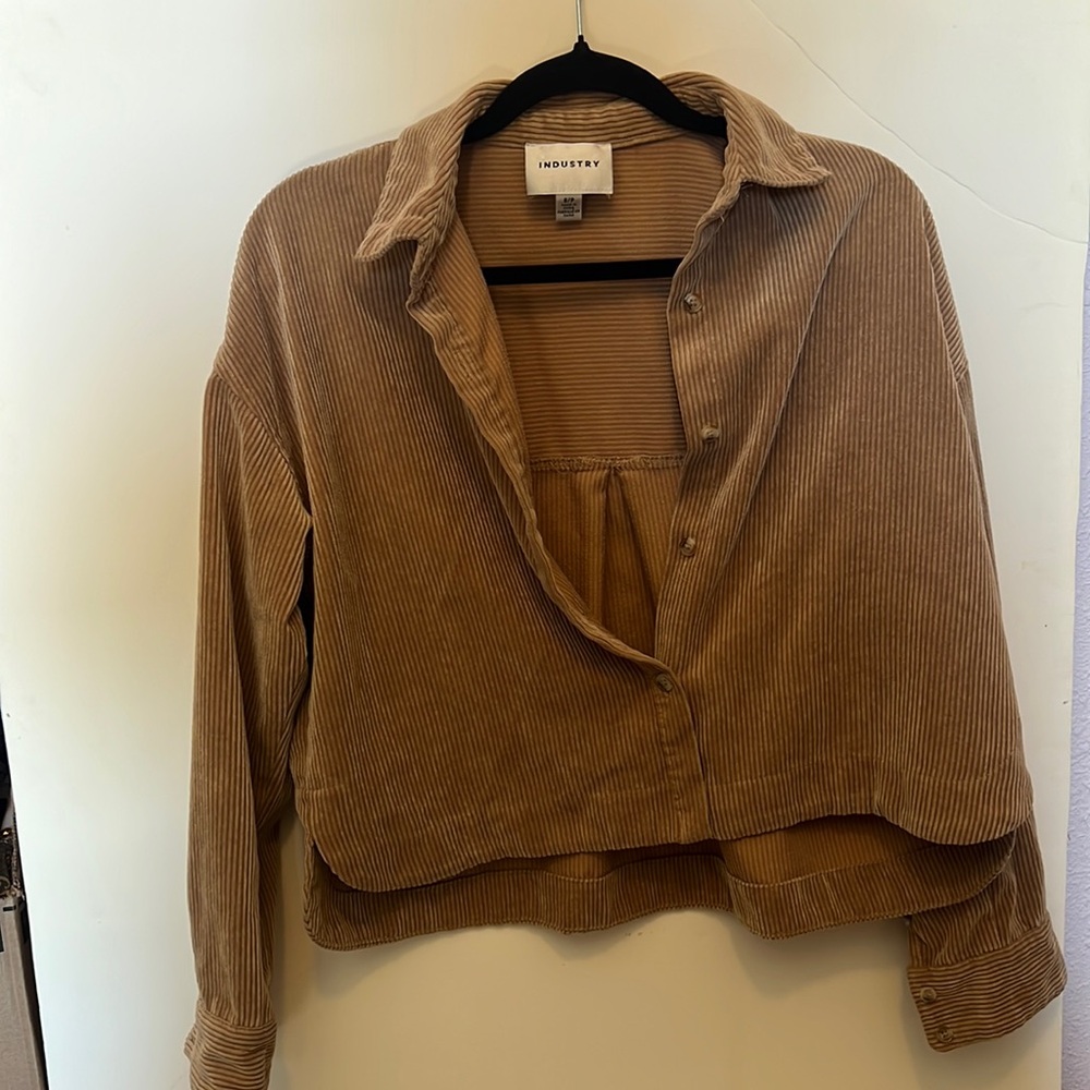 Lightweight cropped corduroy tan jacket. Like-new!